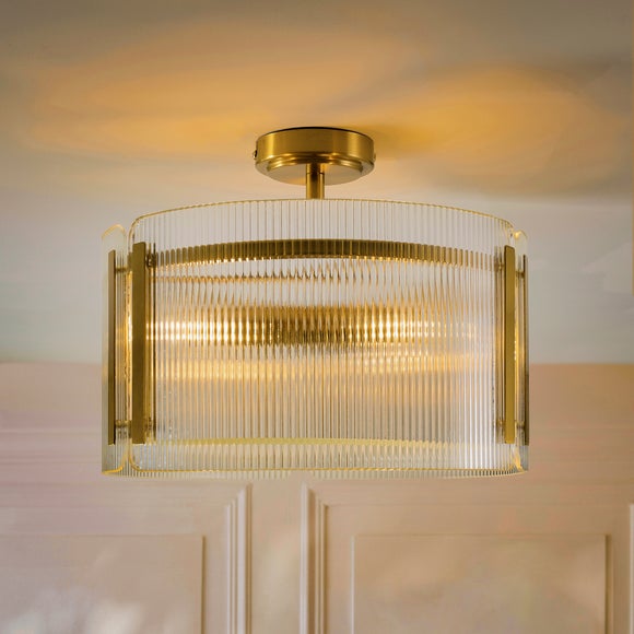 Photo 2 of Veneto Ribbed 3 Light Semi Flush Ceiling Light Photo 2 of Veneto Ribbed 3 Light Semi Flush Ceiling Light