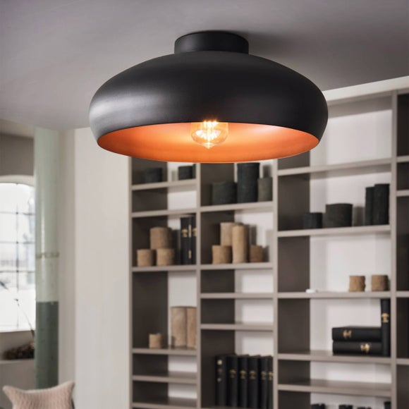 View Eglo Mogano Retro Semi-flush Ceiling Light View Eglo Mogano Retro Semi-flush Ceiling Light