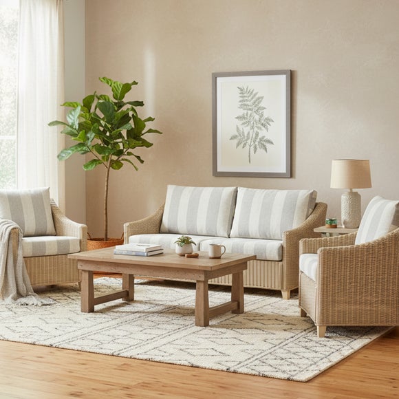 Desser Dijon Rattan Athena Stripe 3 Seater Sofa & 2 Chairs Set