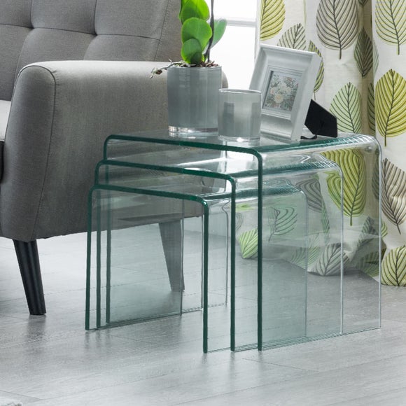 Return - Amalfi Bent Glass Nest Of Tables