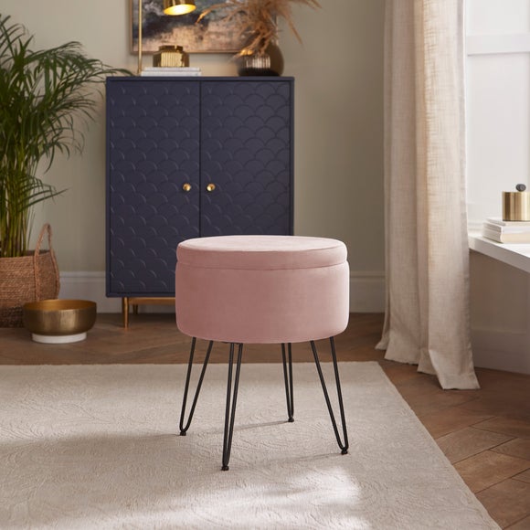 Return - Avery Velvet Storage Footstool