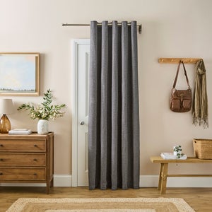 Herringbone Chenille Blackout Thermal Eyelet Door Curtains