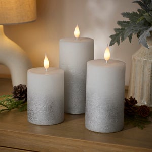 Set Of 3 Ombre Led Pillar Candles