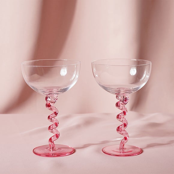Raspberry Blossom Set of 2 Wiggle Stem Coupes