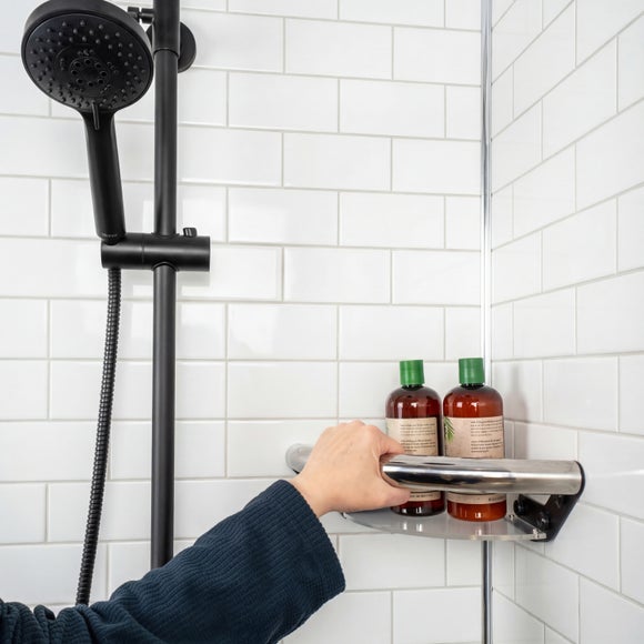 Invisible Creations Elegance Polished Stainless Steel Corner Shelf