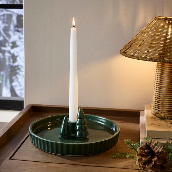 Alpine Trees Ceramic Candlestick Holder