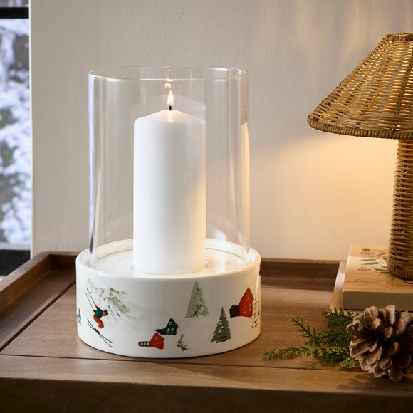 Alpine Scene Hurricane Candle Holder