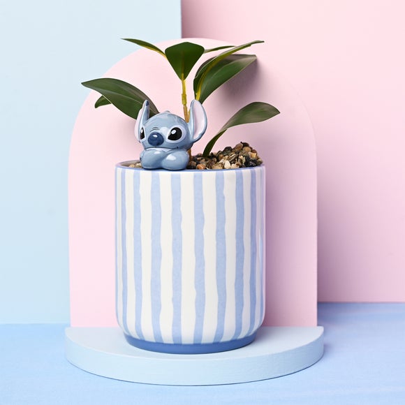 Disney Stitch Artificial Plant in Striped Pot with 3D Stitch