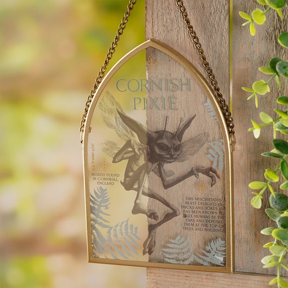 Harry Potter Herbology Cornish Pixie Arched Glass Hanging Plaque