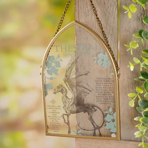 Harry Potter Herbology Thestral Arched Glass Hanging Plaque
