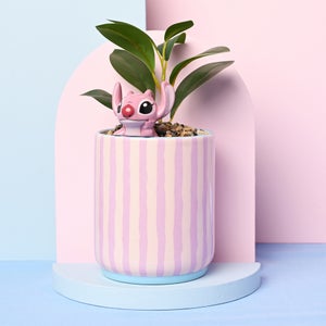 Disney Stitch Artificial Plant In Striped Pot With 3d Angel