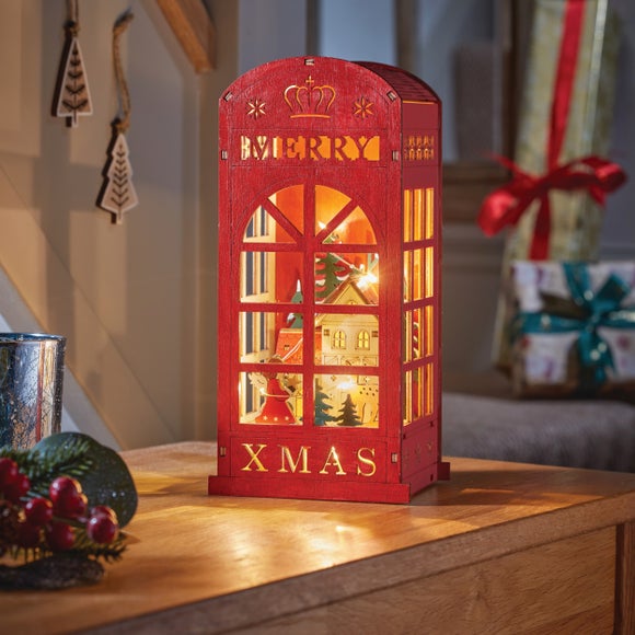 Santa Calling Wooden Light Up Decoration