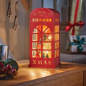 Santa Calling Wooden Light Up Decoration