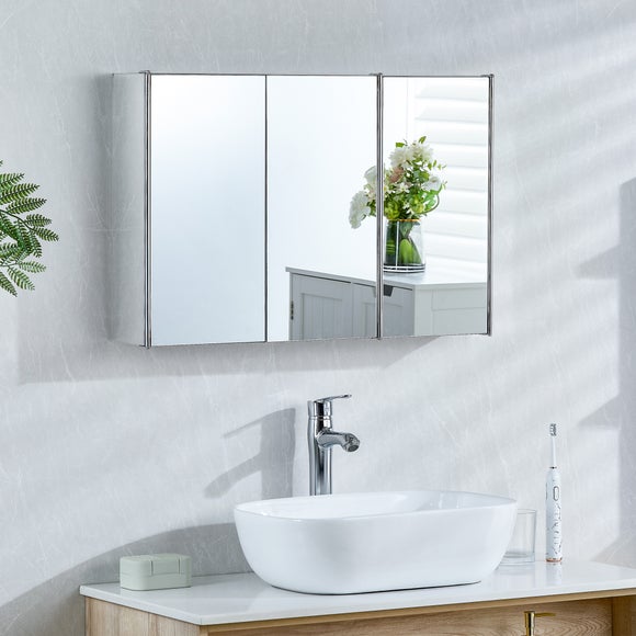 View Collins Stainless Steel Mirrored Triple Cabinet View Collins Stainless Steel Mirrored Triple Cabinet