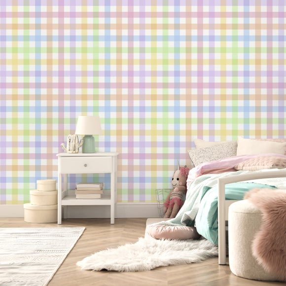 Gingham Rainbow Wallpaper