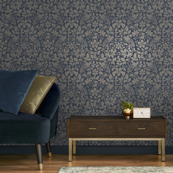 Metallic Bird Trail Wallpaper
