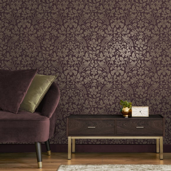 Metallic Bird Trail Wallpaper