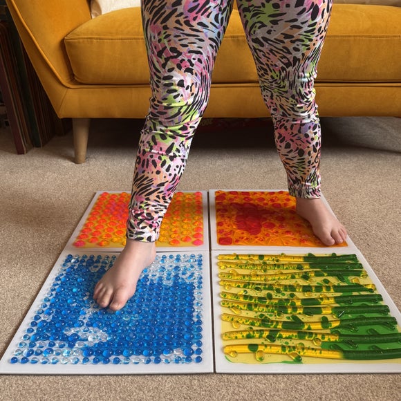 Happy Feet BareFoot Therapy Set of 4 Liquid Floor Tile Play Mats