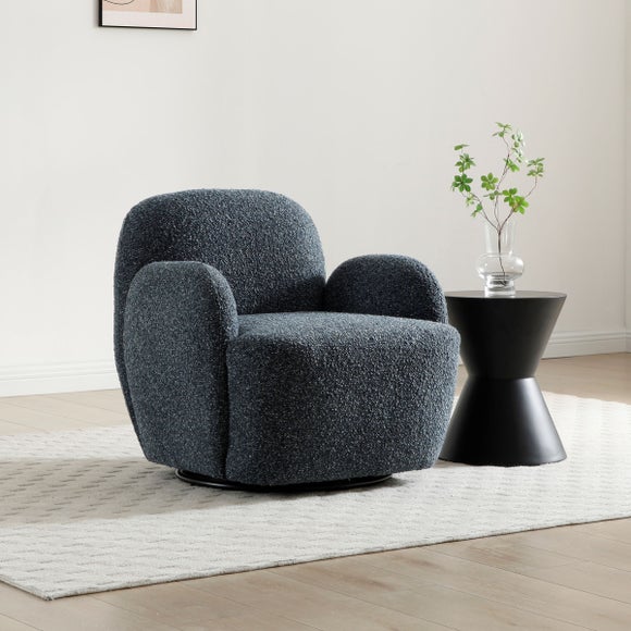 Return - Ila Chunky Chenille Navy Swivel Chair