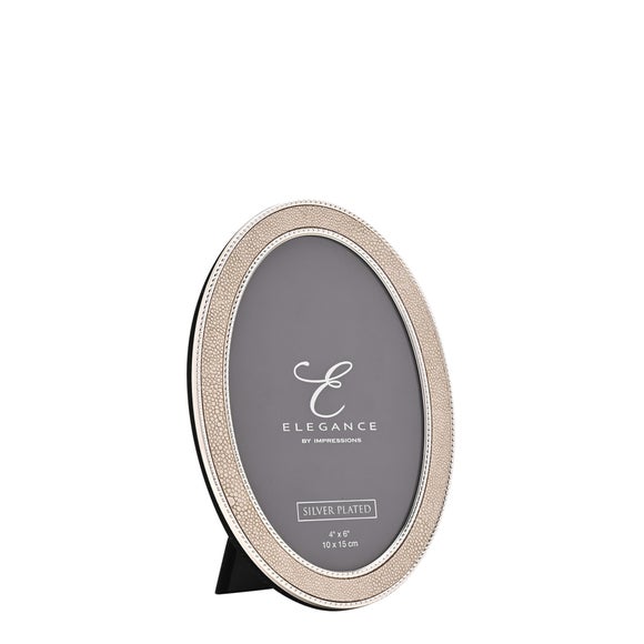 Elegance Metal Plated Faux Shagreen Oval Photo Frame