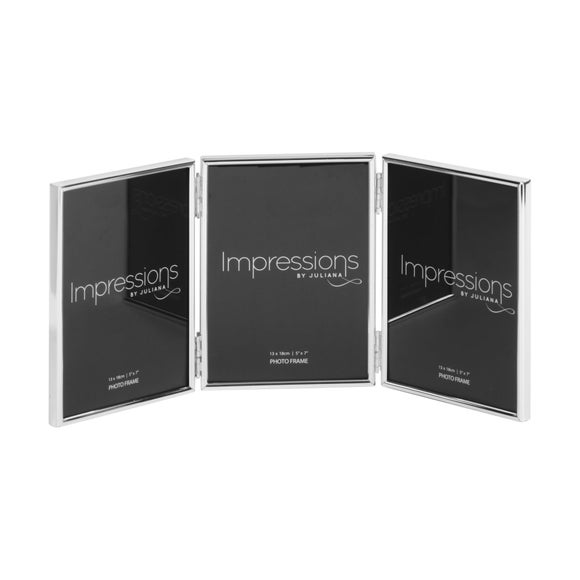 Impressions Silver Plated Thin Edge Folding Multi Photo Frame