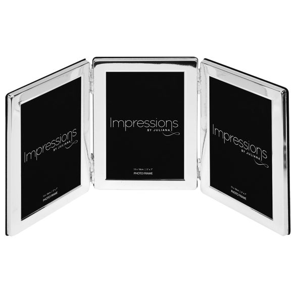 View Impressions Silver Plated Flat Edge Folding Multi Photo Frame View Impressions Silver Plated Flat Edge Folding Multi Photo Frame