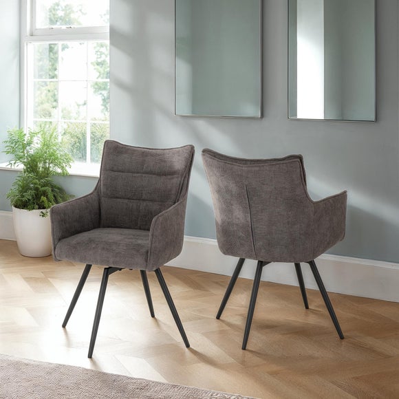 Return - Lewis Set of 2 Carver Swivel Dining Chairs, Fabric