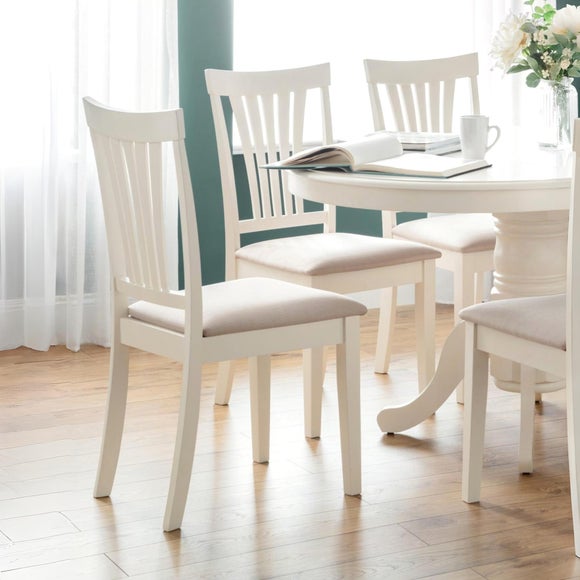 Return - Stanmore Set of 2 Dining Chairs, Ivory Faux Linen