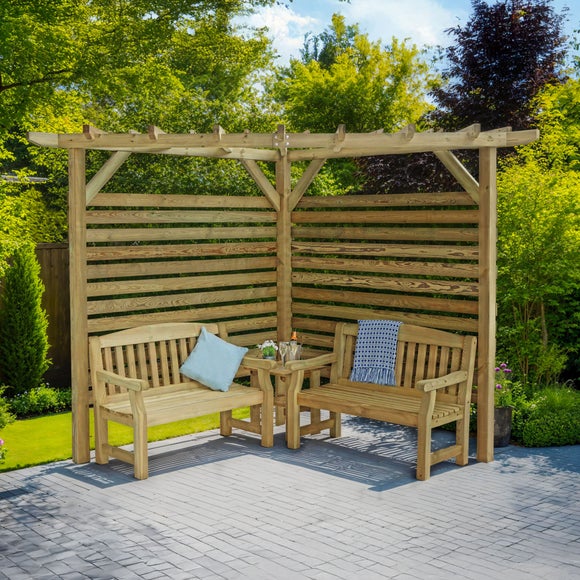 Ludlow Corner Pergola with Back