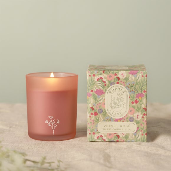 Sophia Lane Velvet Rose Floral Candle