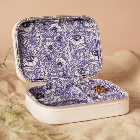Sophia Lane White and Blue Floral Jewellery Box