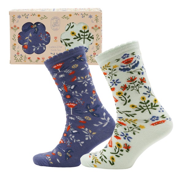 Sophia Lane Set of 2 Floral Socks
