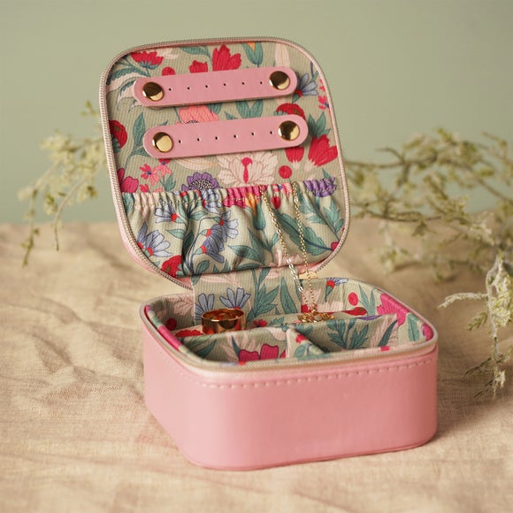 Sophia Lane Pink and Green Floral Jewellery Box