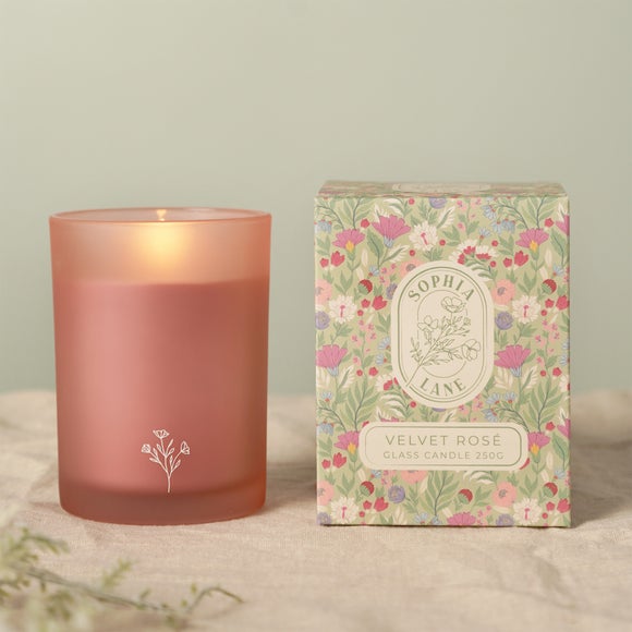 Sophia Lane Velvet Rose Floral Candle