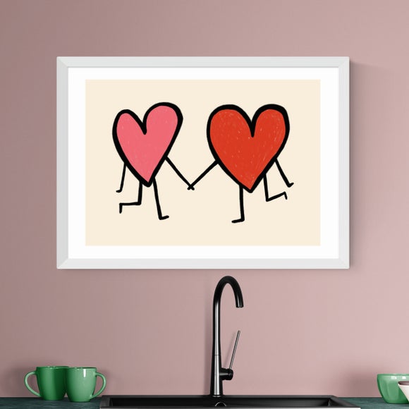 East End Prints Heart Holding Hands Framed Print