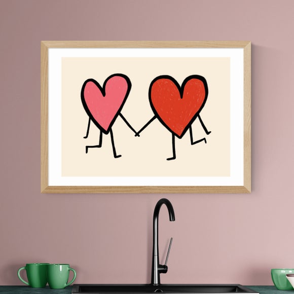 East End Prints Heart Holding Hands Framed Print
