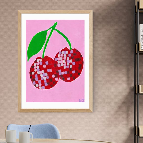East End Prints Disco Cherry Framed Print