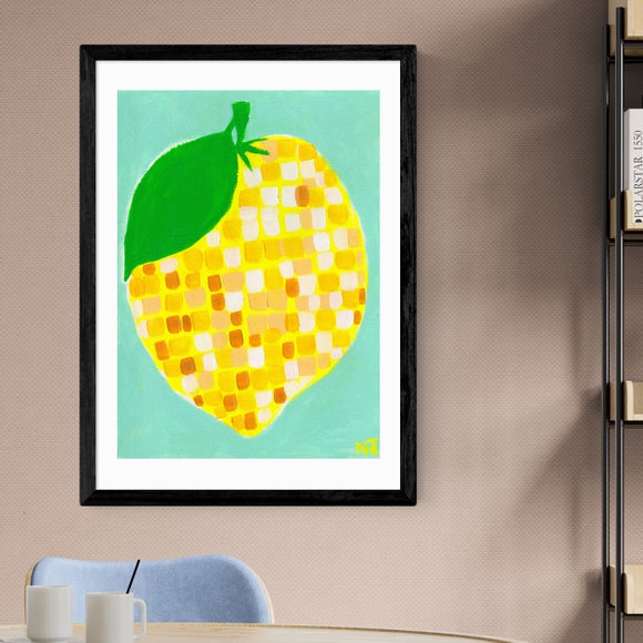 East End Prints Disco Lemon Framed Print