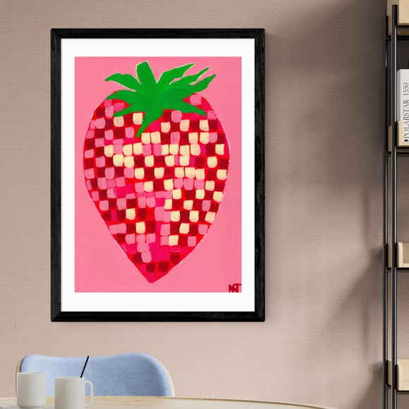 East End Prints Disco Strawberry Framed Print