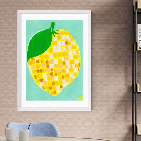 East End Prints Disco Lemon Framed Print