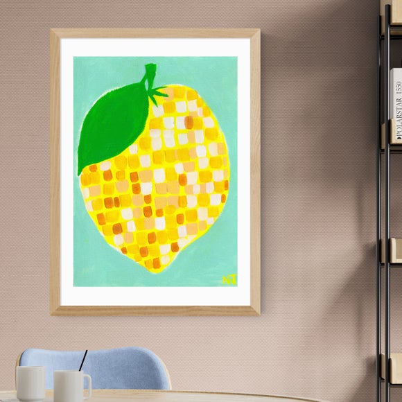 East End Prints Disco Lemon Framed Print