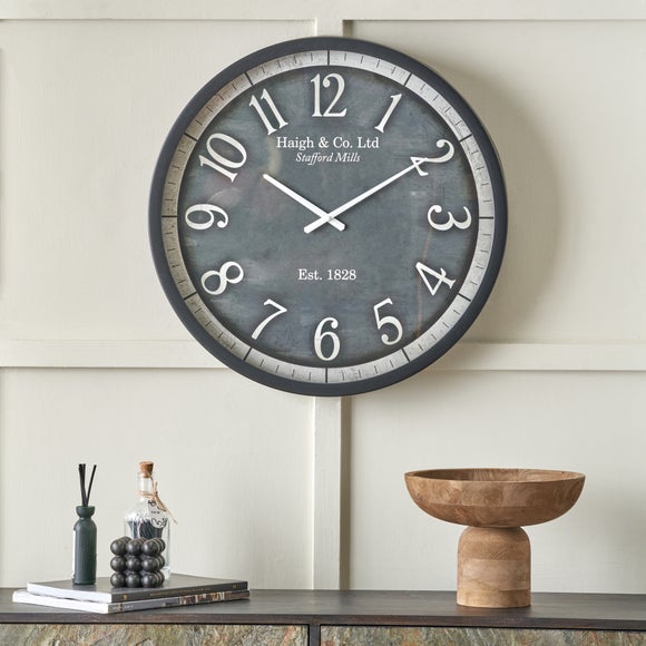 Weathered Wood Effect Round Wall Clock