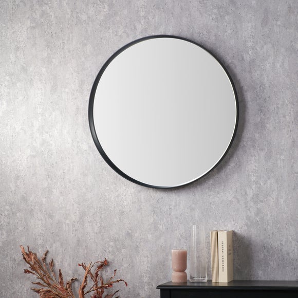 Wood Veneer Deep Edge Round Wall Mirror