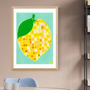 East End Prints Disco Lemon Framed Print