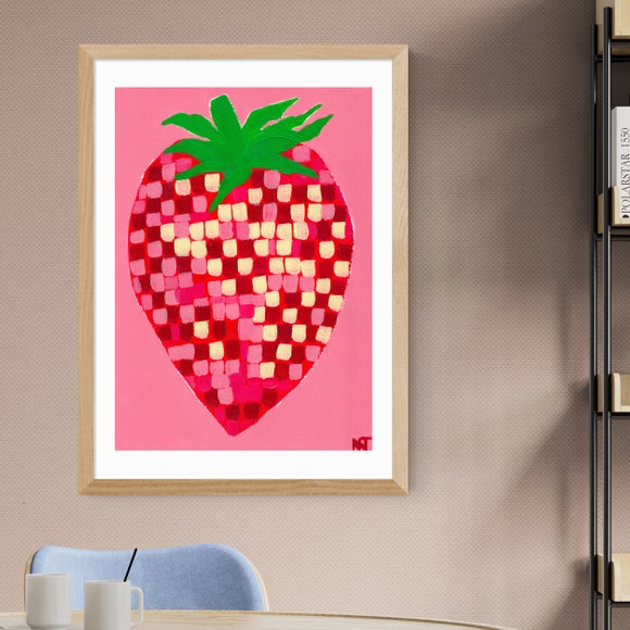 East End Prints Disco Strawberry Framed Print