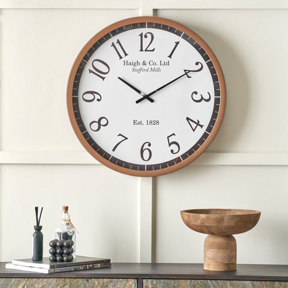 Dark Wood Effect Round Wall Clock