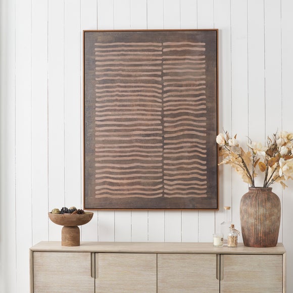 Brown & Natural Linear Design Framed Canvas