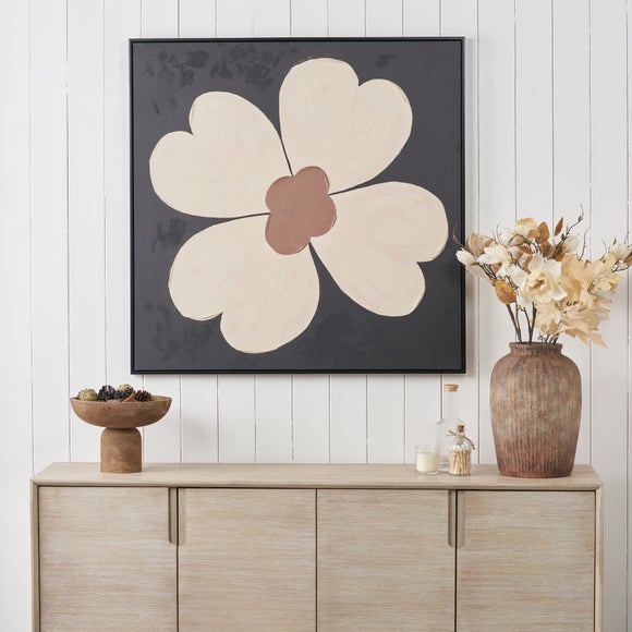 Brown & Natural Large Flower Framed Canvas