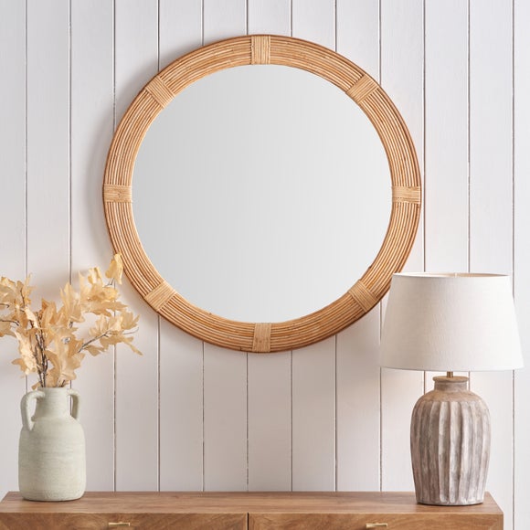 Natural Bent Bamboo Frame Round Wall Mirror