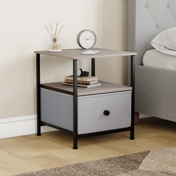 Maye 1 Drawer Fabric Bedside Table